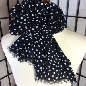 Black & White Polka Dot Fringed Scarf!